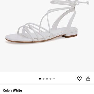 White Strappy Lace-Up Flat Sandal - Women